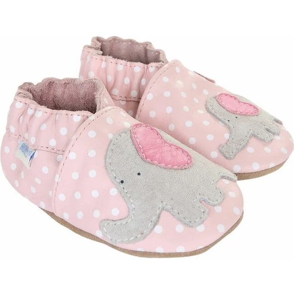 Robeez Little Peanut Pink Elephant Leather Baby Shoes Sz 0-6m - Picture 1 of 9